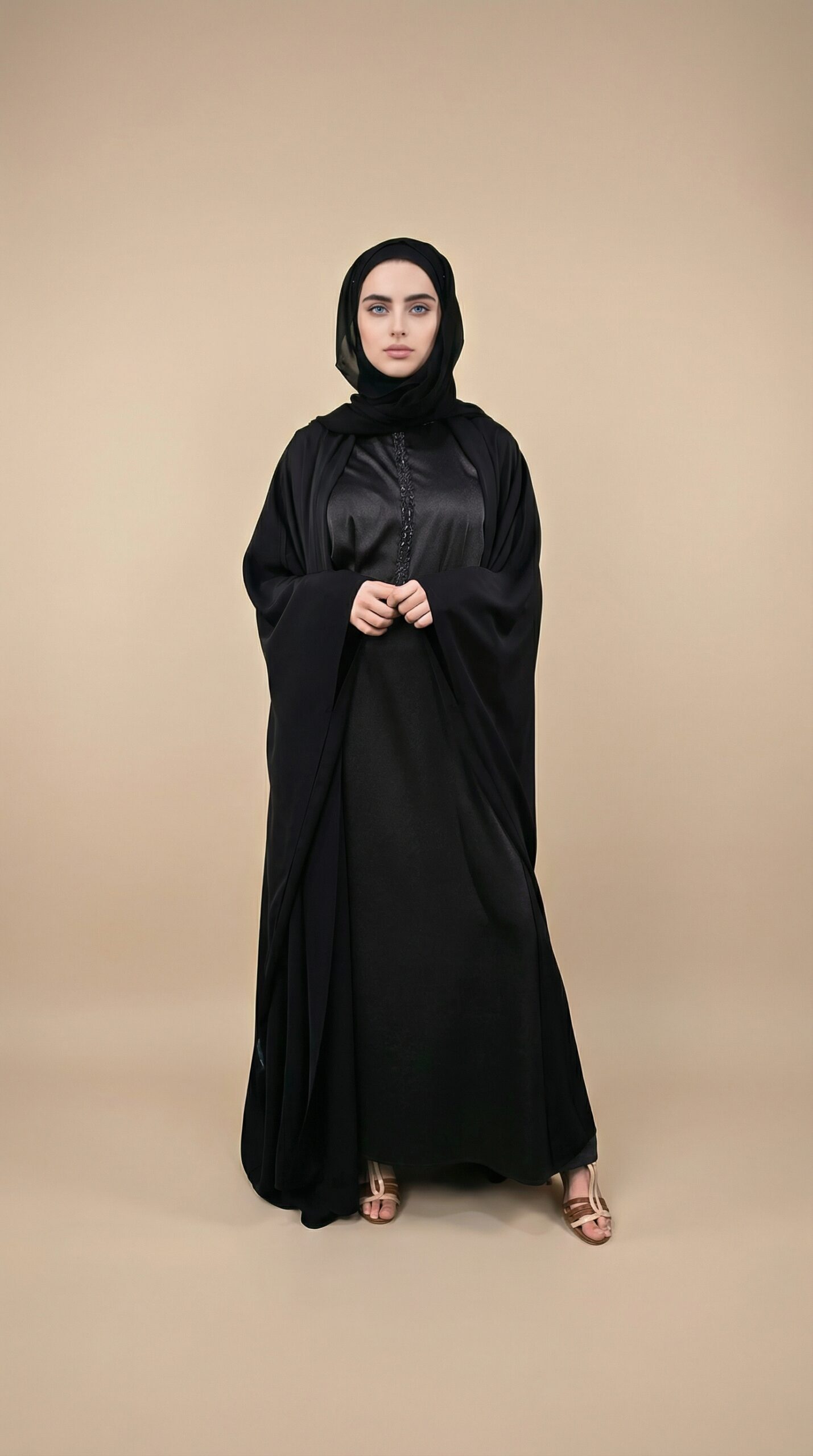 Abaya Majesté Noir Strass Cristal — Ensemble Deux Pièces