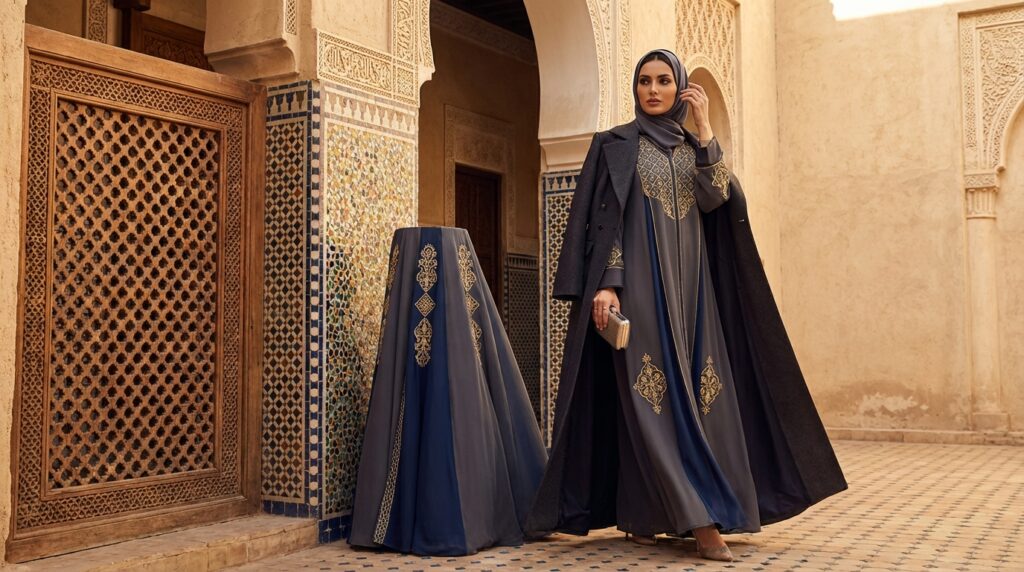 abaya orientale Abaya orientale influences culturelles arabesques mosaïques motifs polyvalente