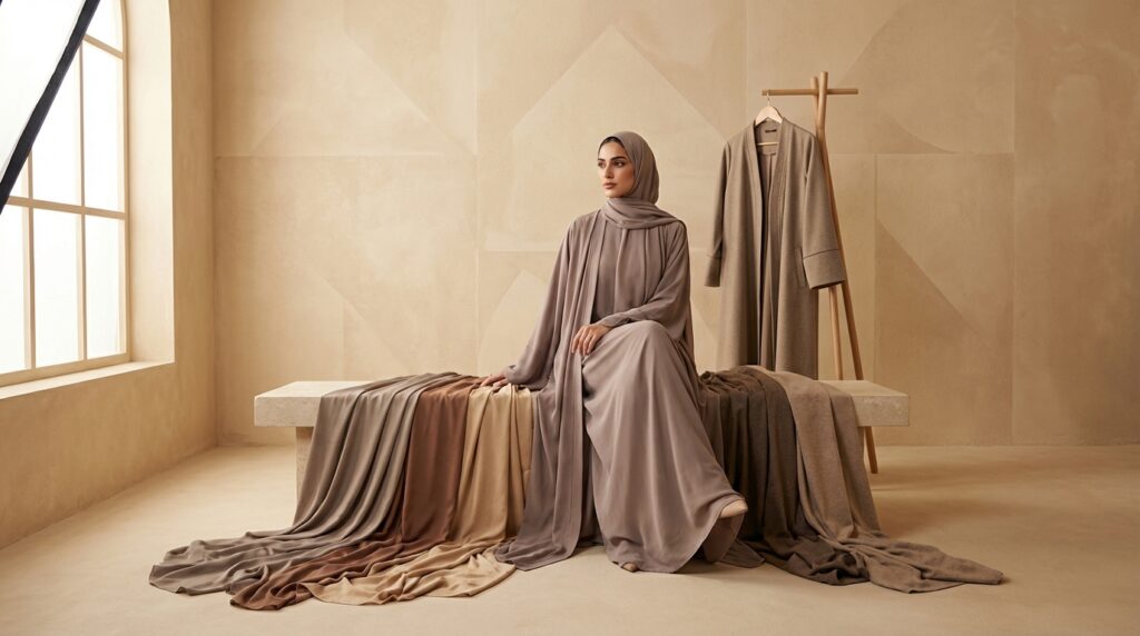 abaya orientale Tissus premium abaya orientale crêpe satin mousseline nidha laine saisons